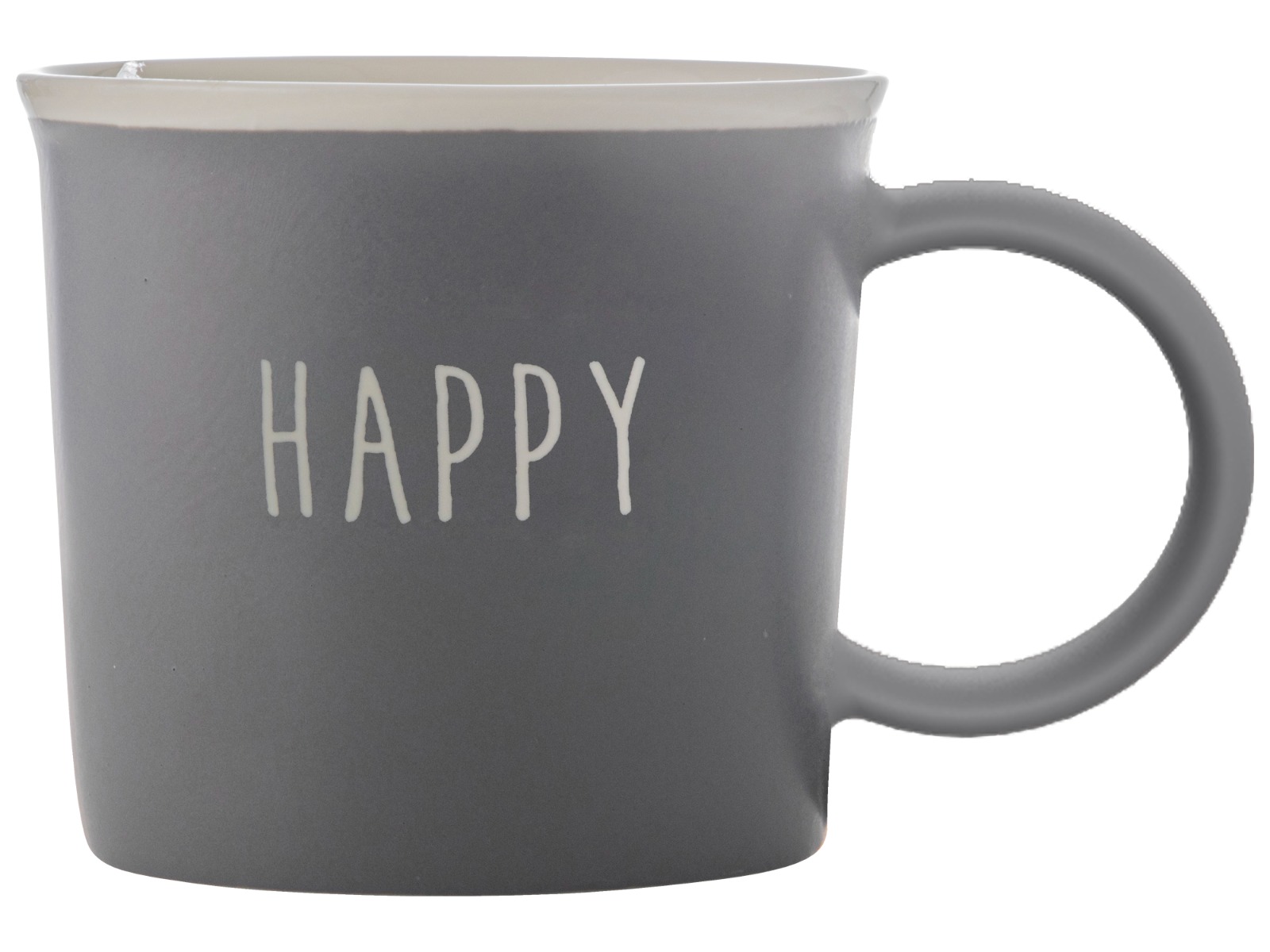 Mok Happy - antraciet/witte rand 310 ml	